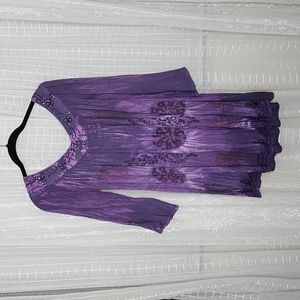 2/$25 or 3/$30 Vintage 90s Boho Hippie Floral Embroidered Oversized Tunic Sz1X